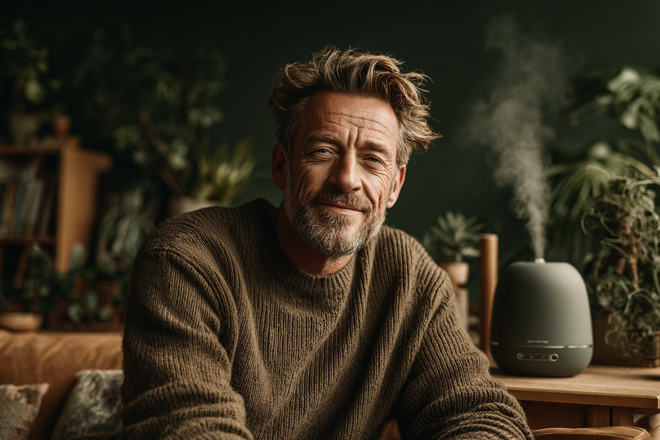 Bărbat practicând tehnici de respirație și meditație